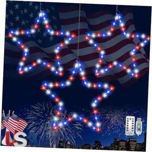 4th of July Lights 3 Pack 150 LED Red Whitelue Window Lights Metal Frame B - Picture 1 of 8