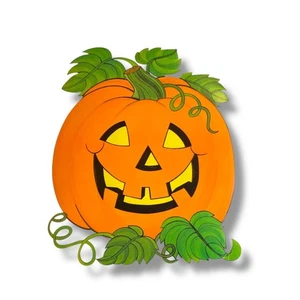 Vintage Cutout 14" Halloween Decor Pumpkin Jack o Lantern - Foto 1 di 5
