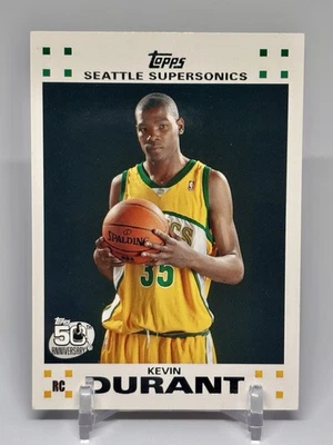 Tarjeta de novato Kevin Durant 2007/08 Topps #2 RC blanca Seattle Supersonics como nueva SP Foto 1 de 2