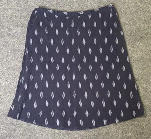 Eileen Fisher Rock Damen Large Geometrisches Muster Marineblau A-Linie Ikat Gummibund - Bild 1 von 9