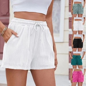 Lightweight Casual Shorts for For women Solid Color Drawstring Spring Summer - Picture 1 of 84