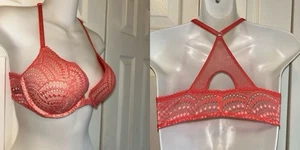 Victoria’s Secret sehr sexy Push Up BH Frontverschluss Racerback koralle Spitze 34C - Bild 1 von 11