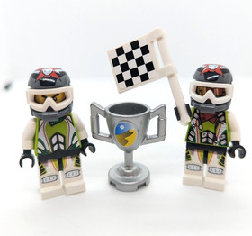 LEGO World Racers 8864 Lot - Rex-treme (wr001) & Max-treme (wr011) Flag, Trophy 