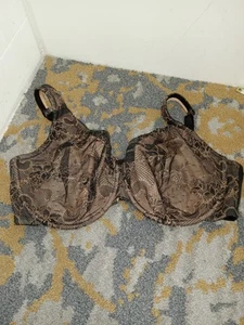 Cacique 42 DDD Bra Black Full Coverage Underwire Floral Lace Back Closure - Picture 1 of 8