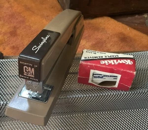 Vtg (2) Swingline #747 GM General Motors Stapler Brown Metal WORKS & Remover - Picture 1 of 4