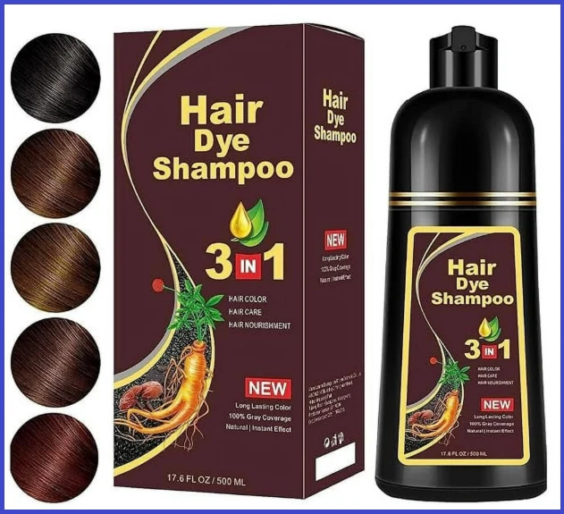 Champú tinte para cabello negro, marrón oscuro, café instantáneo 3 en 1 + cobertura 100% gris Foto 1 de 1