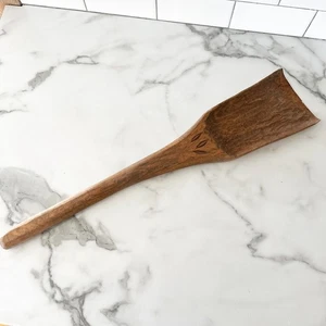Vintage Wood Hand Carved Large Scoop Wheat Spoon Carving Handle Primitive - Picture 1 of 9