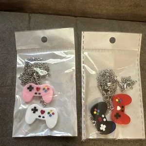 Game Controller Pendant Necklace Pink/White /Black /Red Friendship Necklaces  - Picture 1 of 3