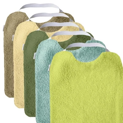 MIMUSELINA Set di 5 Bavaglini Neonato Impermeabili BLW in Spugna Cotone Premium - Immagine 1 di 4