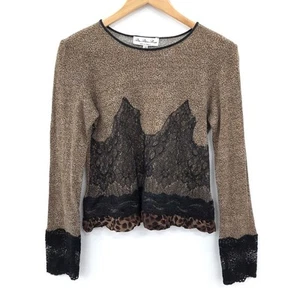 Bleu Blanc Rouge Leopard Knit Jumper UK 10 Brown Pullover RMF07-SM - Picture 1 of 8
