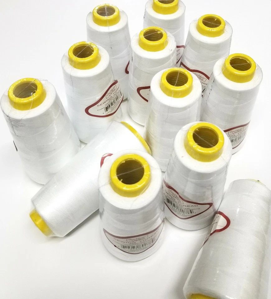 12 Big Spools Sewing Thread Polyester WHITE  2500 yards each Spool NEW - Image 1 of 1