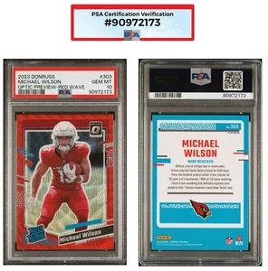 2023 Donruss Football Rated Rookie Optic Red Wave Michael Wilson Pop 2🔥 PSA 10 - Bild 1 von 3