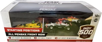 Greenlight 11611 2024 Indy 500 Penske primera fila juego de 3 coches caja de exhibición diorama Foto 1 de 4