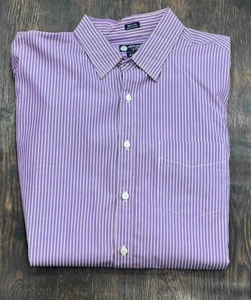 J. Crew Haberdashery Striped Button Up Purple Button Down Dress Shirt Mens Large - Picture 1 of 7