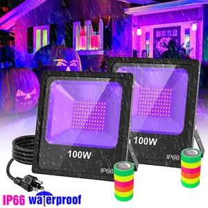 2Pcs LED UV Black Light 100W Halloween Party Stage DJ Club Waterproof Floodlight - Picture 1 of 11