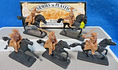 Armies in Plastic #5468 Rev War American Militia Cavalry 5 w/ Horses 54MM - Image 1 of 3