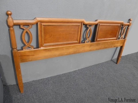 Vintage Mid Century Modern Solid Cherry Wood King Headboard Cover