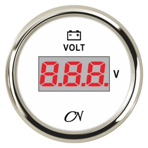 CN-Instrument Voltmeter DIGITAL  weiß/chrom Anzeigeinstrumente Motorboot Angeln - Bild 1 von 1
