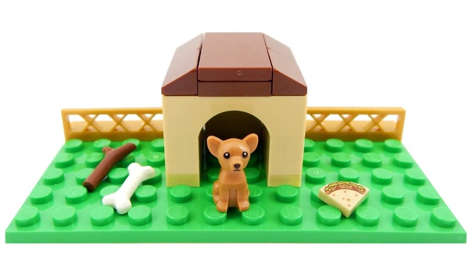 NEW LEGO CHIHUAHUA DOG HOUSE animal hot doghouse taco bone stick city town - Image 1 of 1