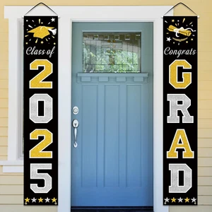 Graduation Decorations 2025, Black & Gold Graduation Party Decorations 2025, Gra - Picture 1 of 6