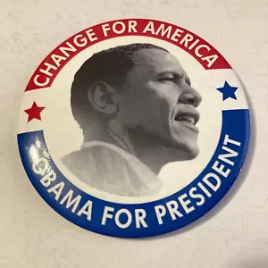 "Botón de campaña electoral Barack Obama Change For America 2008 3,5""" - Imagen 1 de 7
