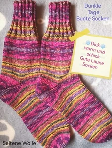 Stricksocken Gr 39 40 DICKE Wollsocken Handgestrickt Opal Sweet Dreams Pink 🤩 - Bild 1 von 10