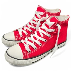 Herren Rot High-Top Canvas Sneaker Schnürer Sport Sportschuhe Gr. 36 - 41 - Bild 1 von 7