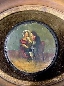 Antique Small Oval Paper Medallion Wood Framed Wall Art  ‘The Ghost and Rosa’? - Picture 1 of 15