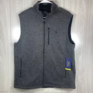 Polo Ralph Lauren Fleece Mockneck Vest Heather Gray Black NEW With TAGS! - Picture 1 of 13