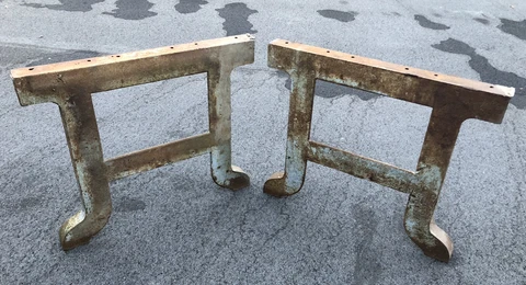 RARE (PAIR) Industrial Cast Iron Table Legs Machine Age 29-5/8” Tall Cover