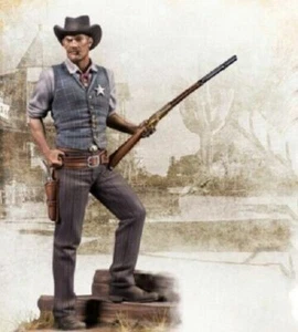 1/24 Harz Kit Figur Modell American West Cowboy Mann Sheriff unbemalt mit Sockel - Bild 1 von 9