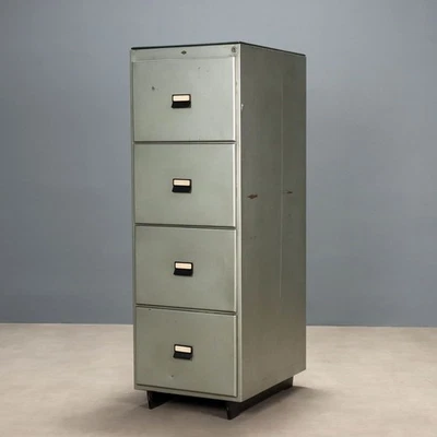 Vintage Aktenschrank Metall 4 Schuhbladen Design der 60er Jahre Originell - Bild 1 von 4
