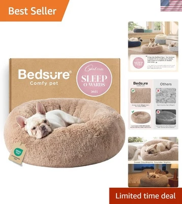 Cama calmante para cachorros média redonda camelo - Imagem 1 de 4