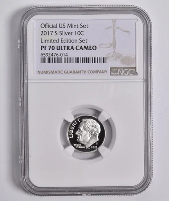 PF70 UCAM 2017-S Silver Roosevelt Dime Limited Edition NGC BROWN Lbl *8670 - Image 1 of 4