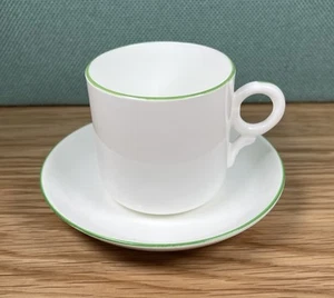 DUDSON HANLEY white & green Porcelain 7cm Espresso Cup & Saucer Ornate Handle - Picture 1 of 11
