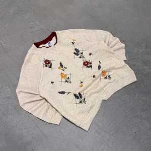 Cárdigan Vintage Otoño Flores Silvestres Bordado Años 90 Suéter XL C&K Diseños - Imagen 1 de 7