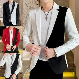 Hot New Blazer Streetwear Fashion Jacket Matching Suit Men Party Polyester Red - Picture 1 of 51