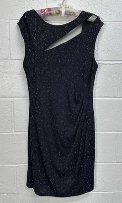Scarlett Sheath Dress Black Silver Glitter Cocktail / Size 16 / ANTHROPOLOGIE - Image 1 of 4