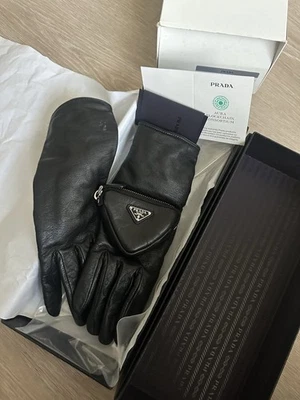 Prada Triangle Pouch Nappa Leather Gloves - Image 1 of 4