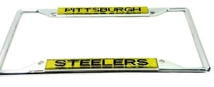 Pittsburgh Steelers  License Plate Frame  Yellow Bling Bright Laser Cut Chrome - Picture 1 of 3