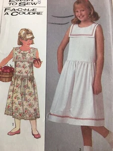 Vestido holgado 1987 Simplicity 8039 de colección patrón de costura niñas talla 8 10 12 - Imagen 1 de 4