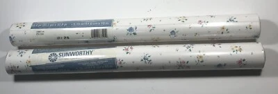 Vintage 1995 Sunworthy Wallpaper Two Double Roll NEW Floral White 190114 C51161 - Image 1 of 4