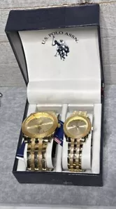 U.S. Polo Assn. His & Hers Quartz Wrist Watches New in Box With Paperwork Gold - Picture 1 of 5
