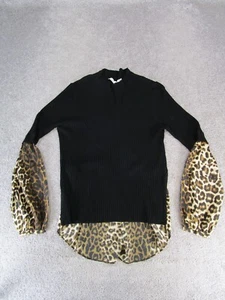 Veronica Beard Sweater Womens Small Black Brown Leapord - Picture 1 of 8