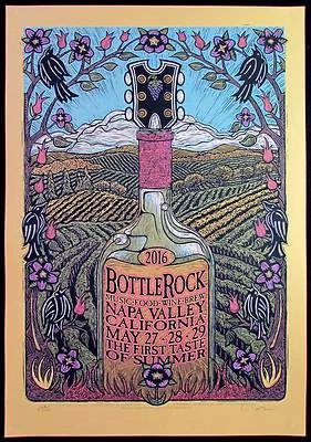 Póster Bottlerock Music Food Wine Brew Fest Napa Valley 2016 firmado Gary Houston Foto 1 de 4