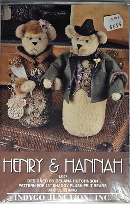 Indygo Junction Henry & Hannah- 13" Bears And Clothing VINTAGE 1996 Unused-C2  - Image 1 of 2