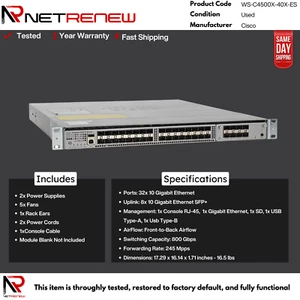 Cisco Catalyst WS-C4500X-40X-ES 40-Port 10G SFP+ Switch - Picture 1 of 1