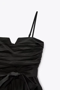 Zara Black Poplin Voluminous Mini Dress - Size S - Picture 1 of 5