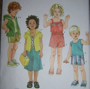 Fuera de imprenta patrón de costura niño niña 1/2 1 2 3 4 jugar ropa de playa verano pantalones cortos con capucha tanque  - Imagen 1 de 2