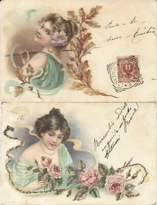 2 CARTOLINE LIBERTY - VIAGGIATE - 1902 -  - Foto 1 di 2